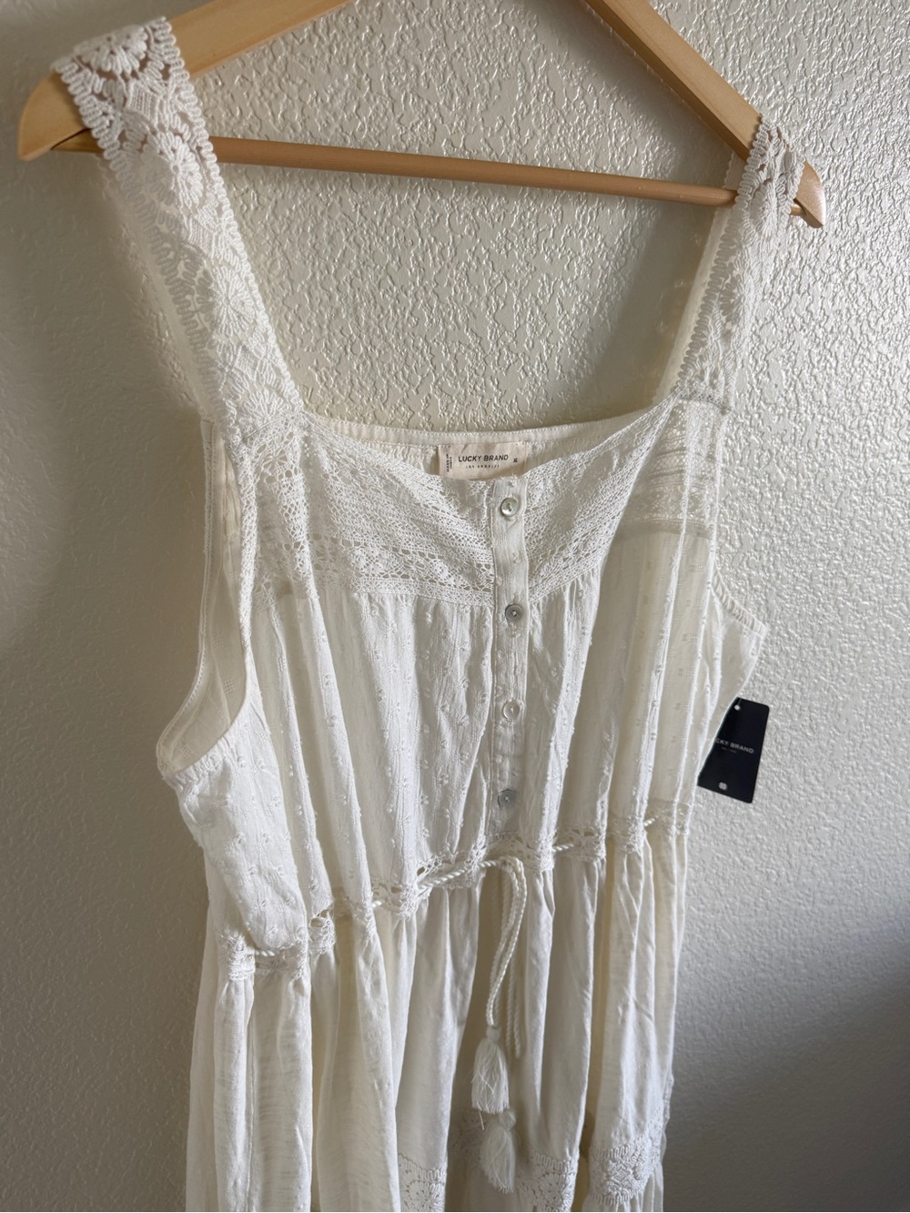 NWT Lucky Brand Lace-Trim Button Top Dress